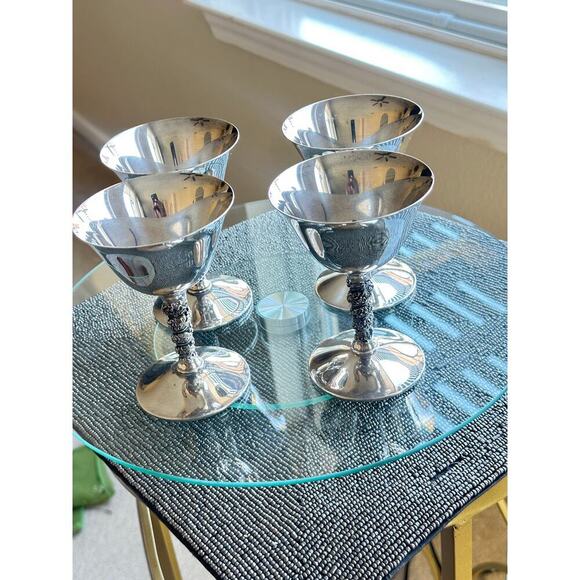 Valero Silver-Plated Goblets – Set of 4 – Made in Spain – Ornate Spanish VTG - Picture 1 of 10